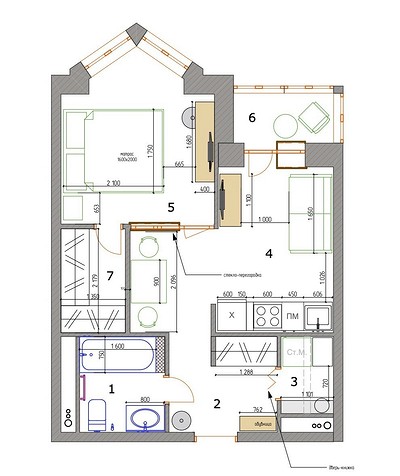 Как уместить на 37 кв. м спальню, кухню-гостиную, гардеробную и постирочную: реальный интерьер